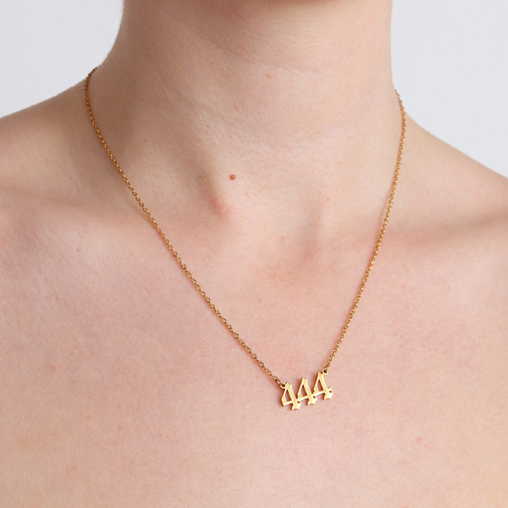 444 Angel Numbers Necklace - Gold