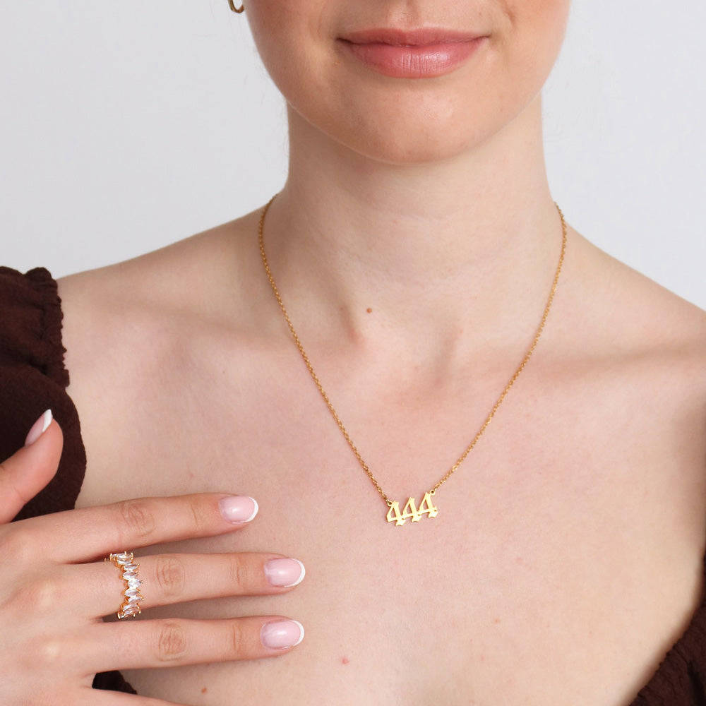 444 Angel Numbers Necklace - Gold