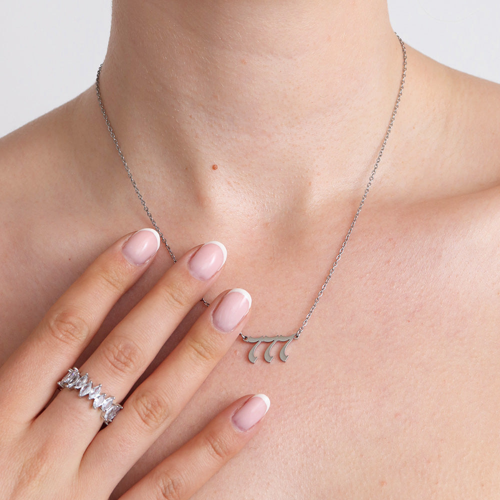 777 Angel Numbers Necklace - Silver