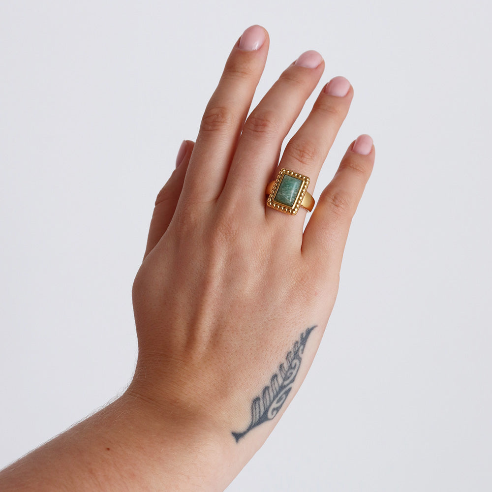 Anello con amazzonite - Oro