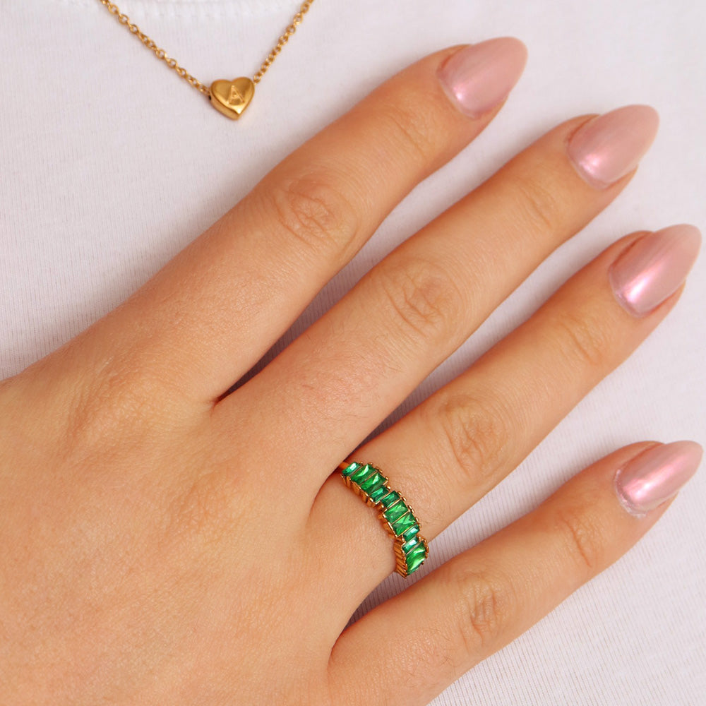 Baguette Stone Ring - Emerald