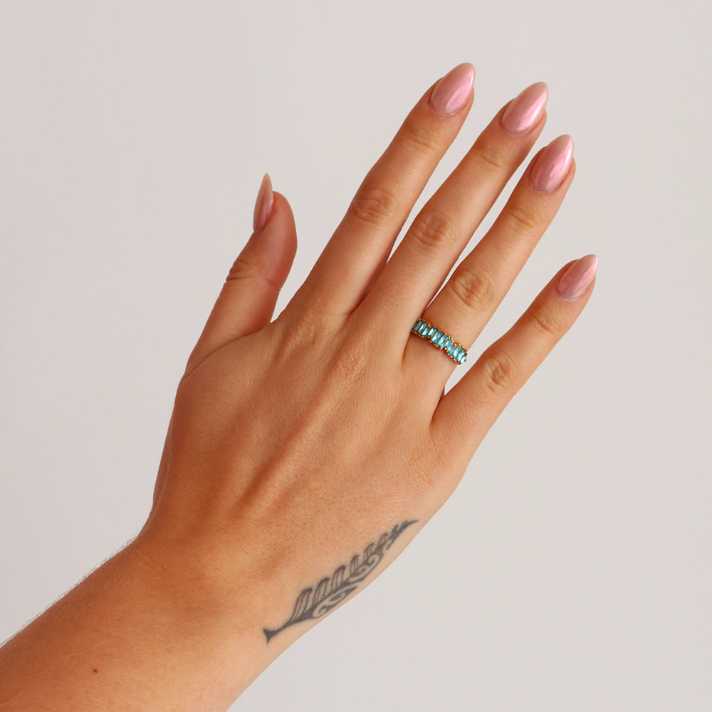 Anello con pietra baguette - topazio