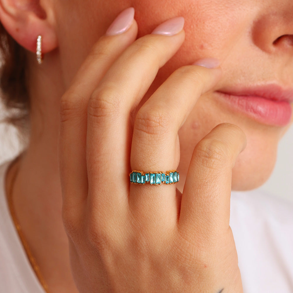 Anello con pietra baguette - topazio