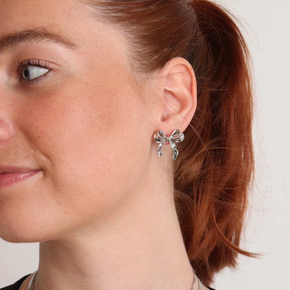 Petite Bow Earrings - Silver