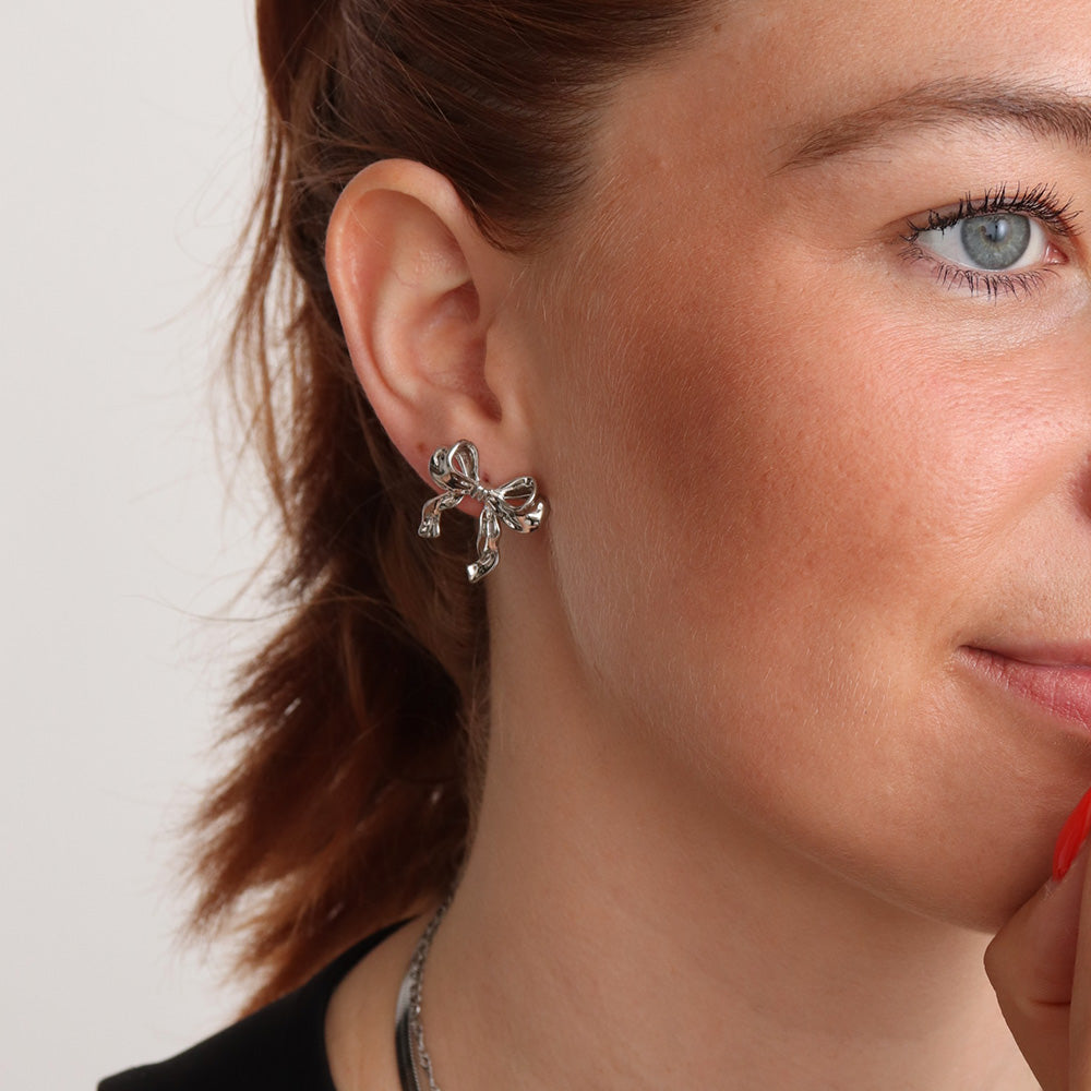 Petite Bow Earrings - Silver