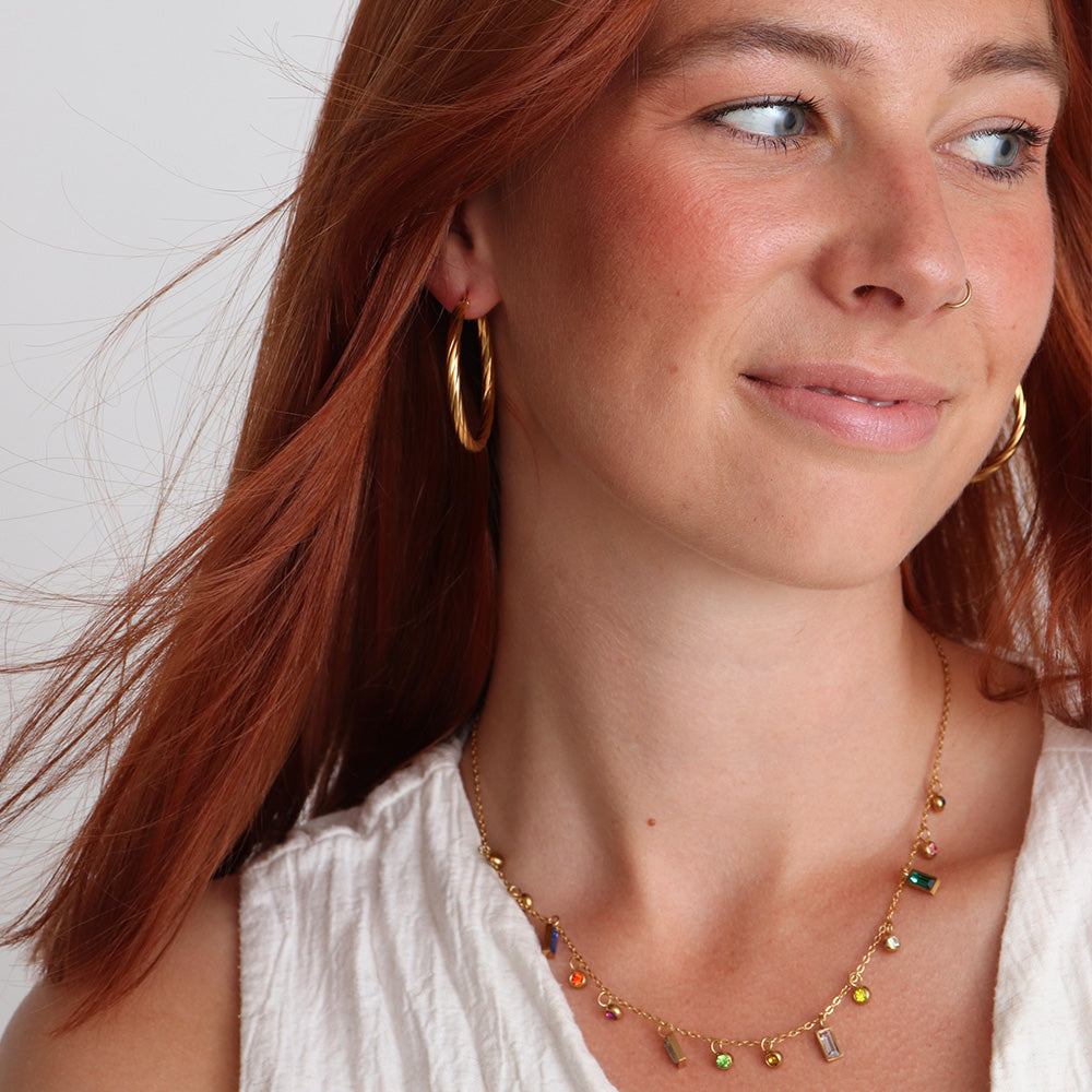 Brushed Hoop Earrings - Gold