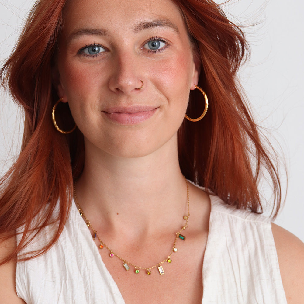 Brushed Hoop Earrings - Gold