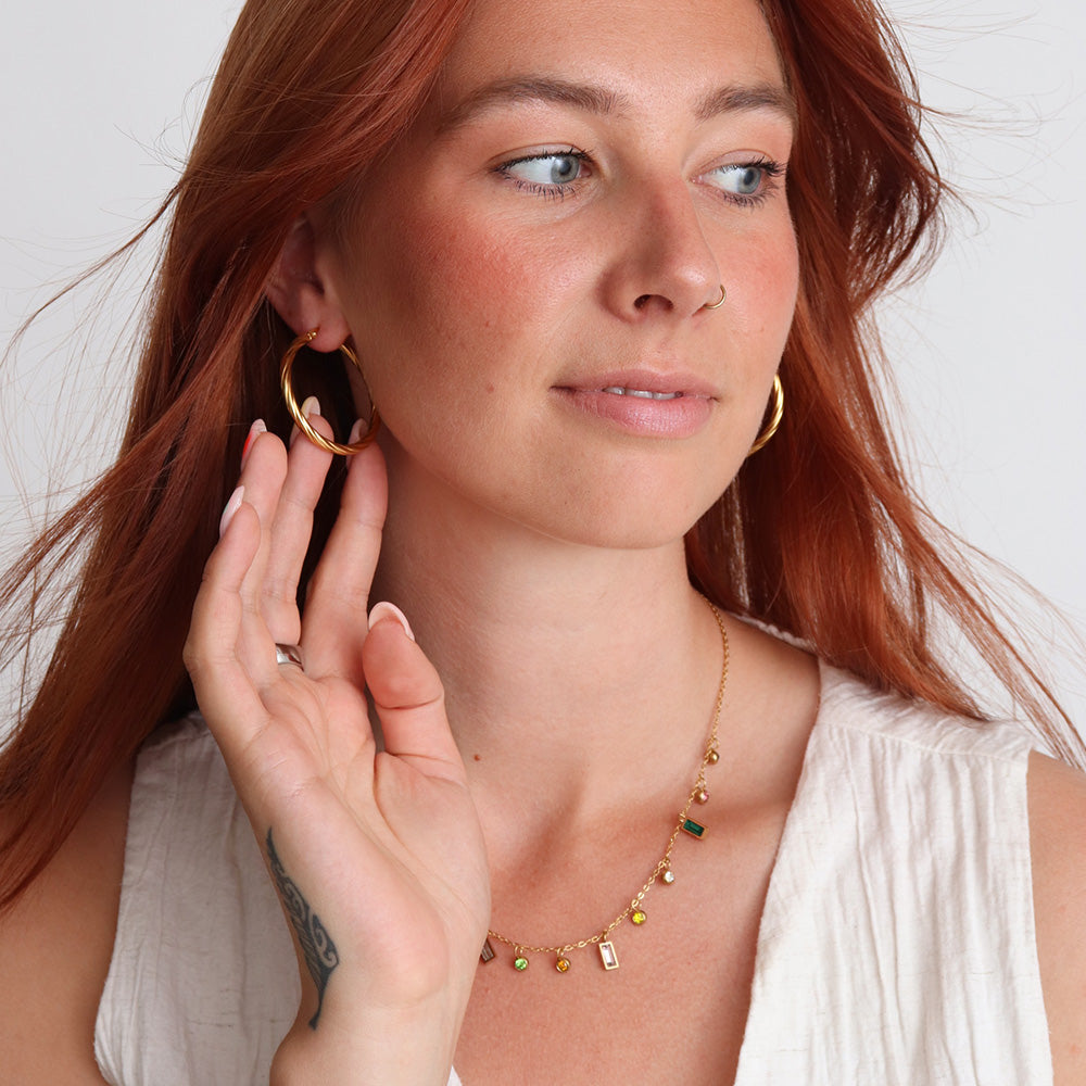 Brushed Hoop Earrings - Gold