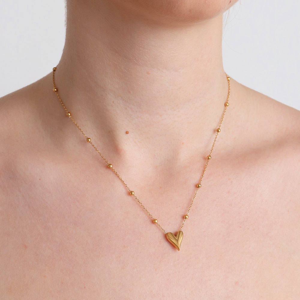 Heart Pendant Necklace - Gold