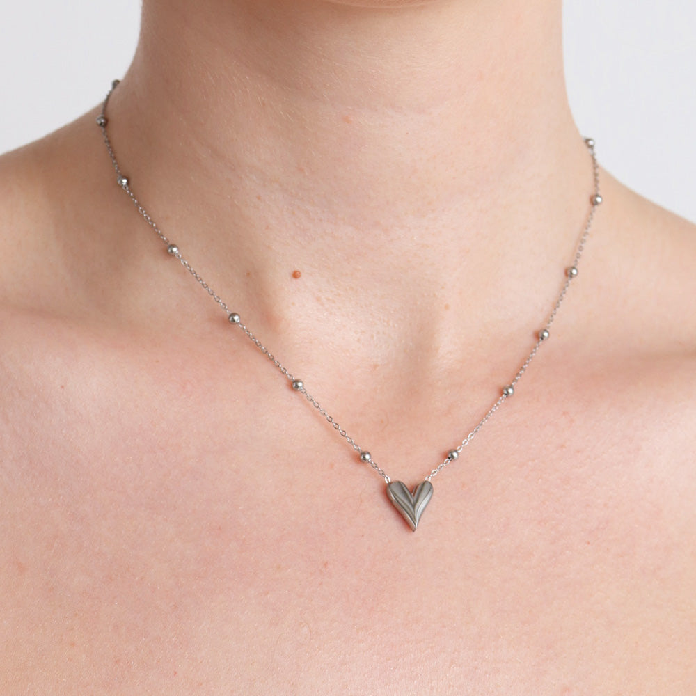 Heart Pendant Necklace - Silver