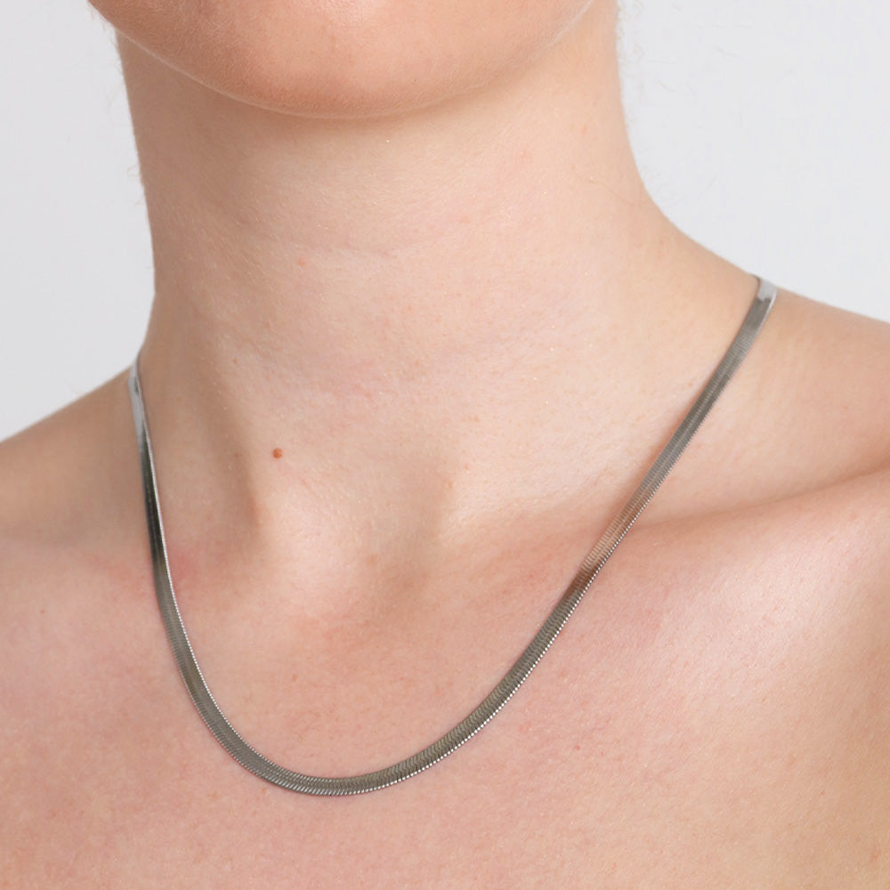 Herringbone Chain Necklace - Silver