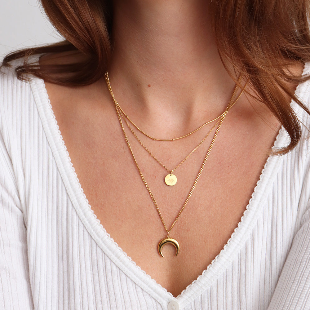 Moon Layered Necklace - Gold