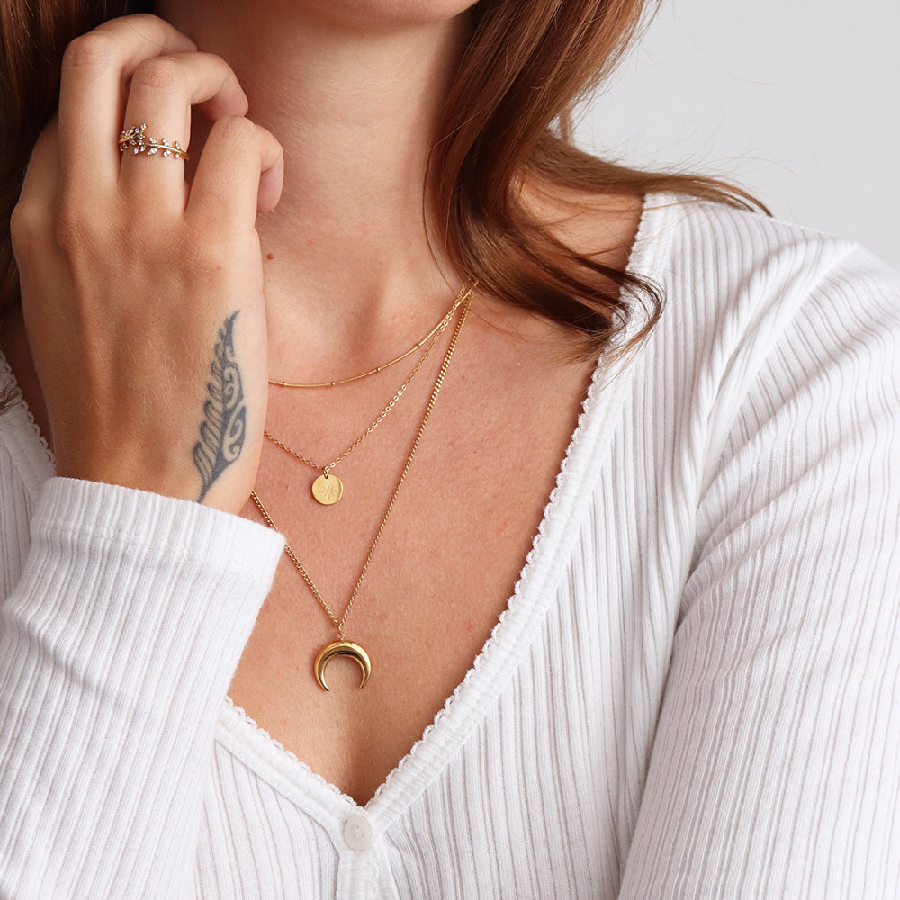 Moon Layered Necklace - Gold
