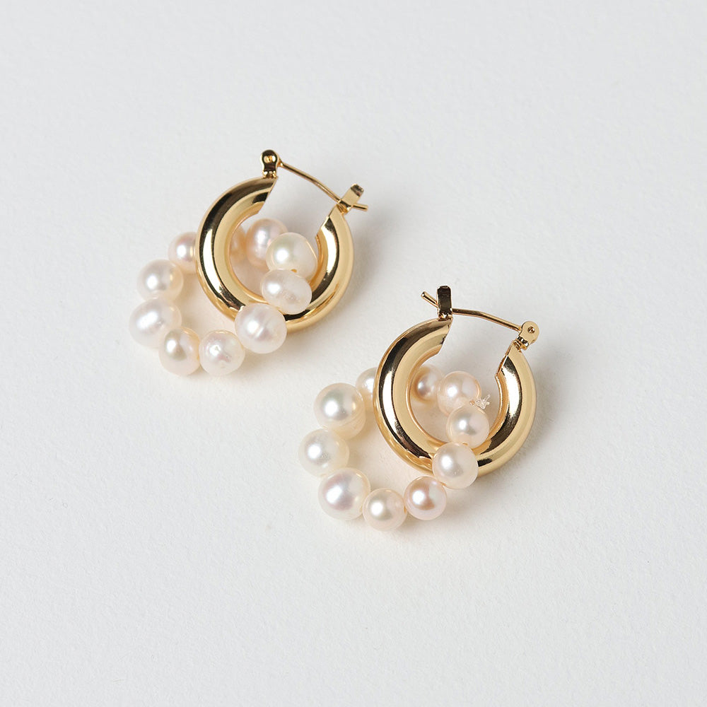Orecchini a cerchio con perle - Oro