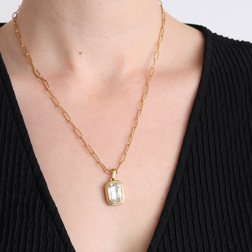 Statement Gemstone Necklace - Gold