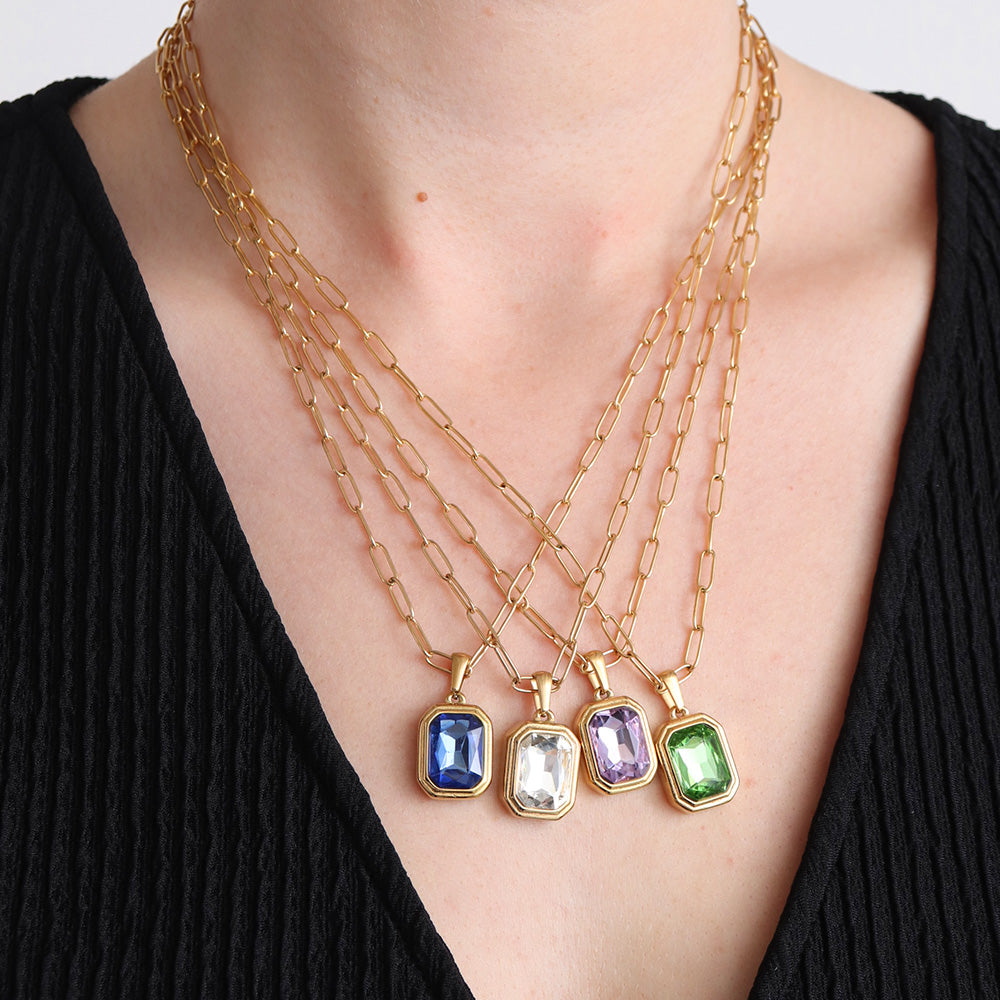 Statement Gemstone Necklace - Gold