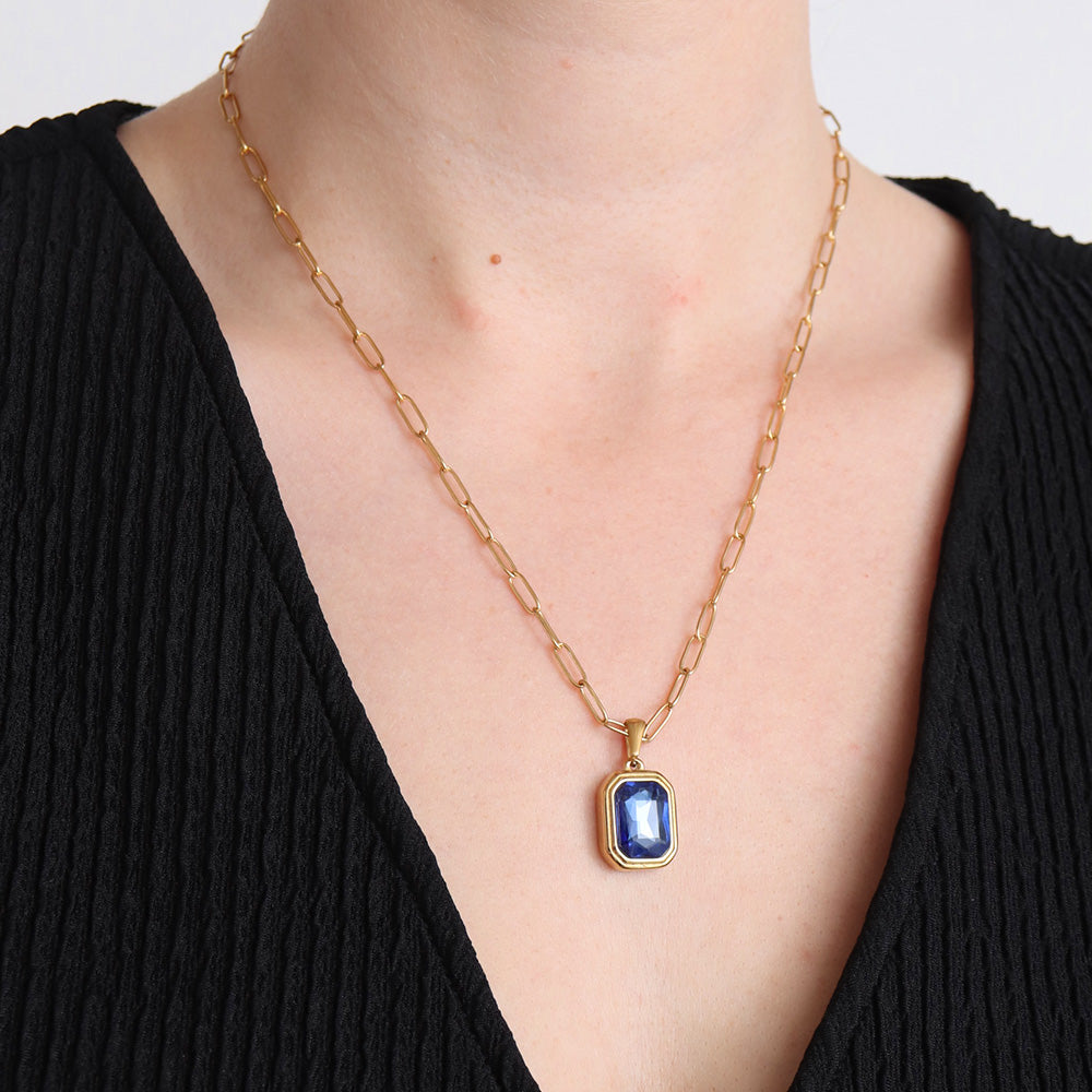 Statement Gemstone Necklace - Sapphire