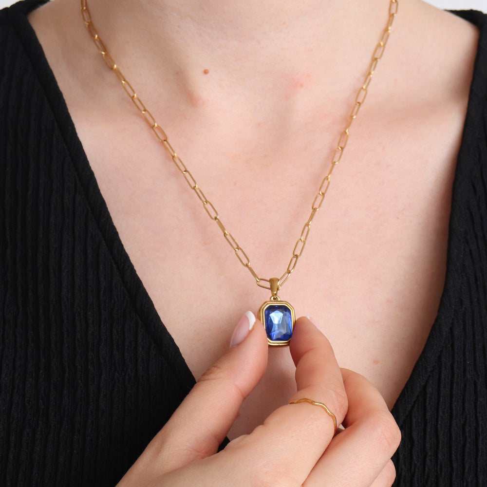 Statement Gemstone Necklace - Sapphire