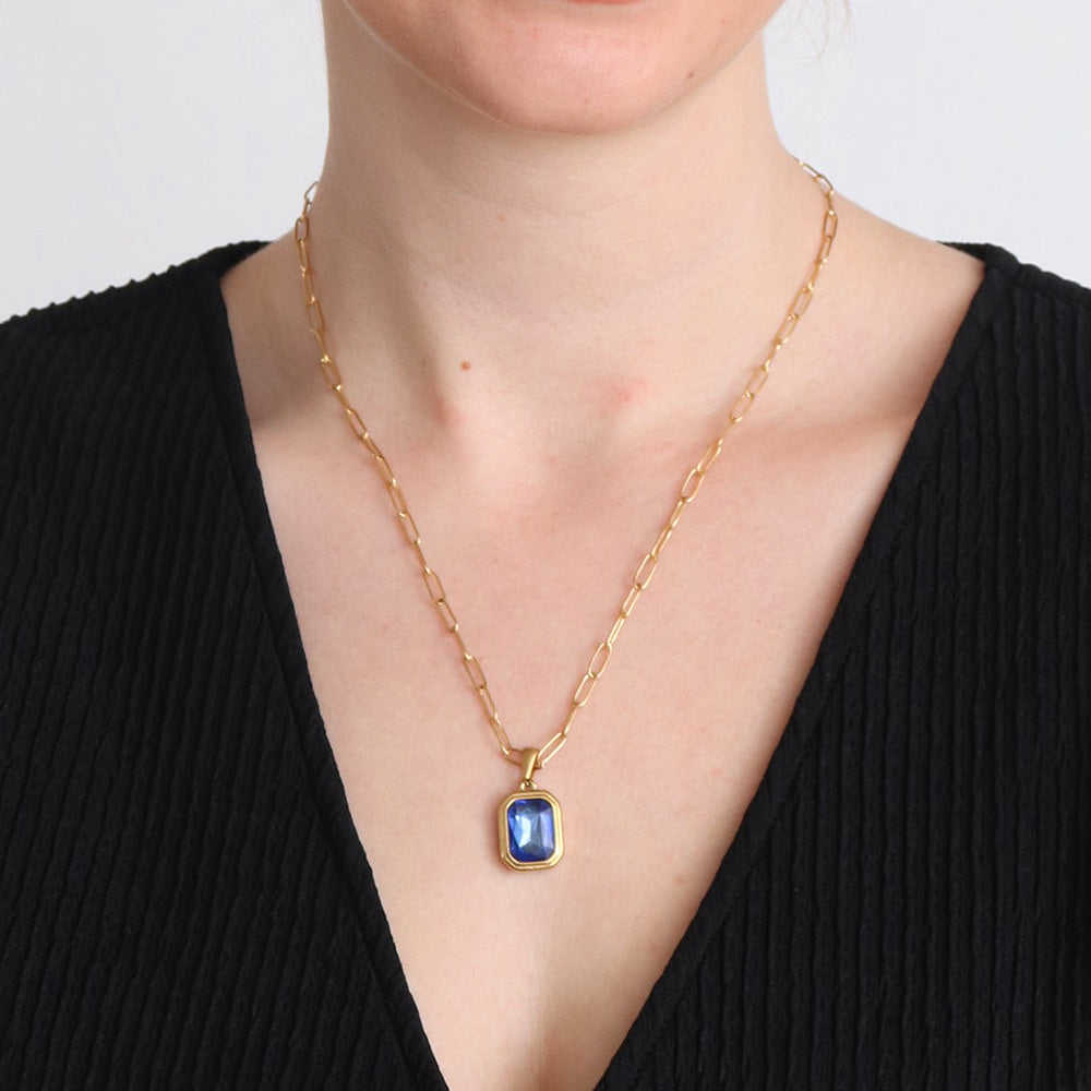 Statement Gemstone Necklace - Sapphire