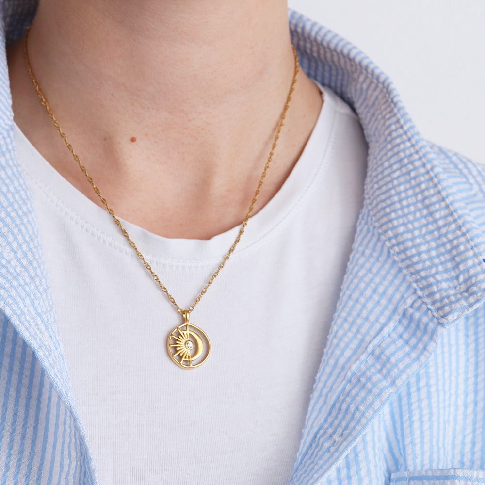 Halskette Sonne und Mond – Gold