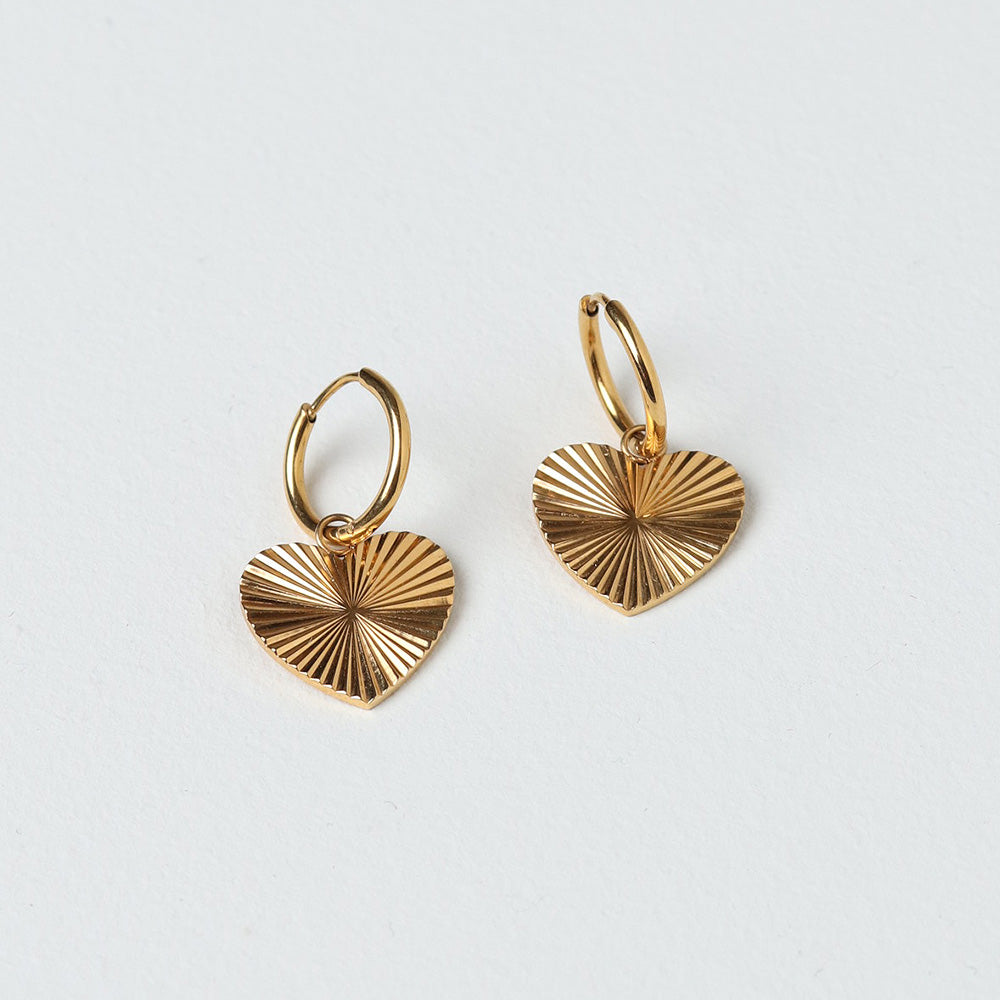 Heart Sunburst Earrings - Gold