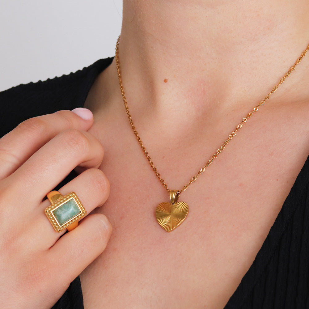 Collana con cuore Sunburst - Oro