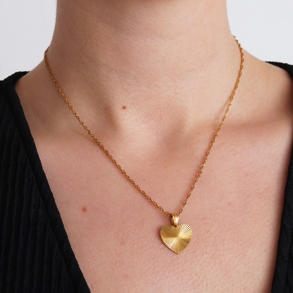 Collana con cuore Sunburst - Oro