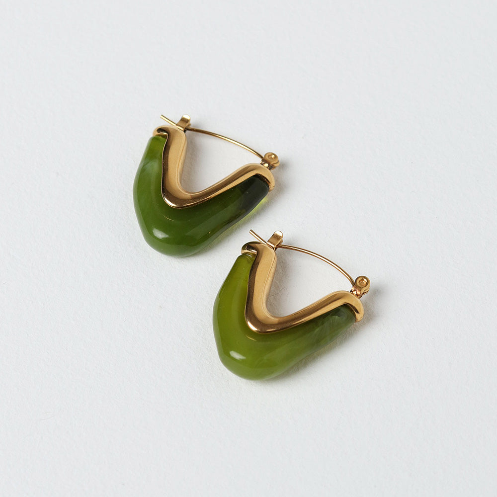 V-Shape Earrings - Green