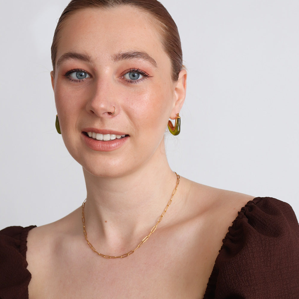 V-Shape Earrings - Green