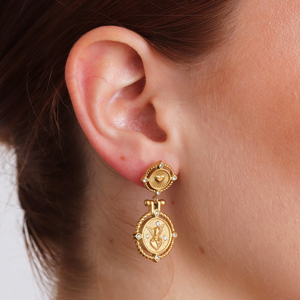 Vintage Angel Earrings - Gold