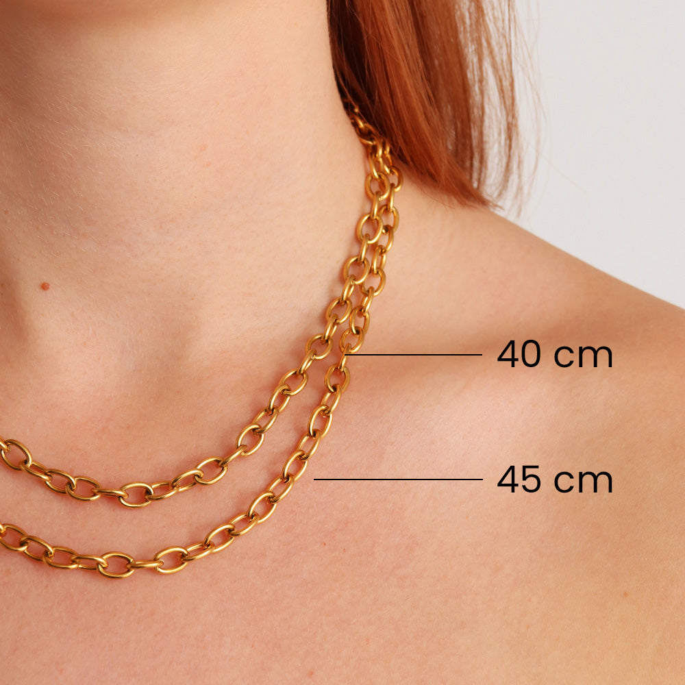 Collana con catena a maglie ovali - Oro