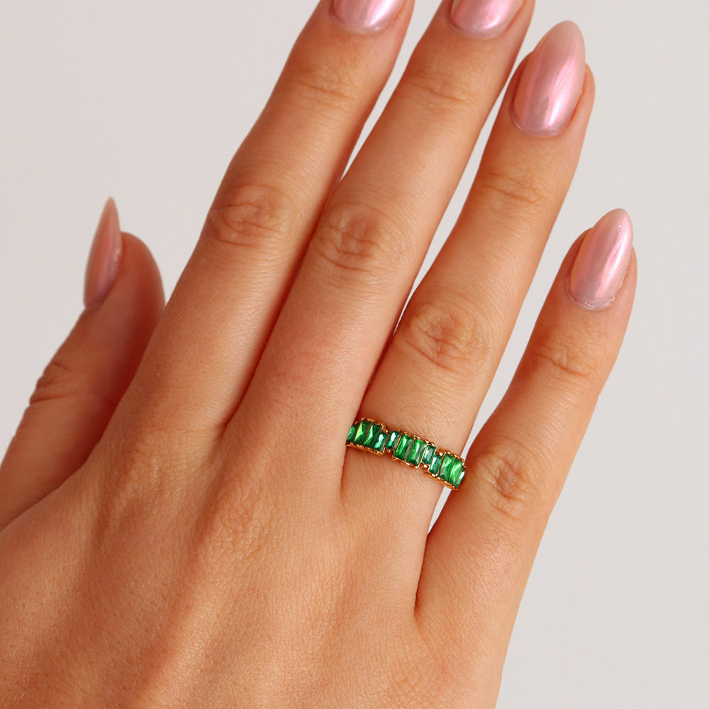 Baguette Stone Ring - Emerald