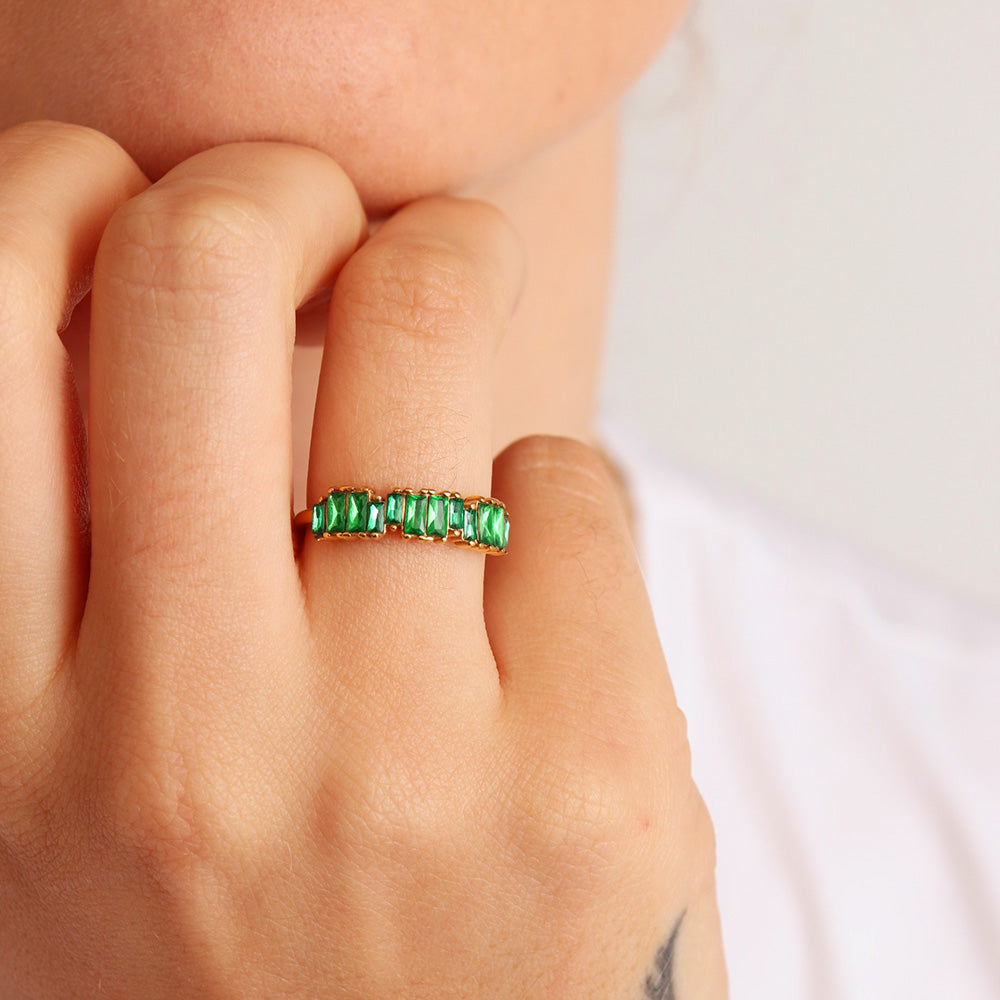 Baguette Stone Ring - Emerald