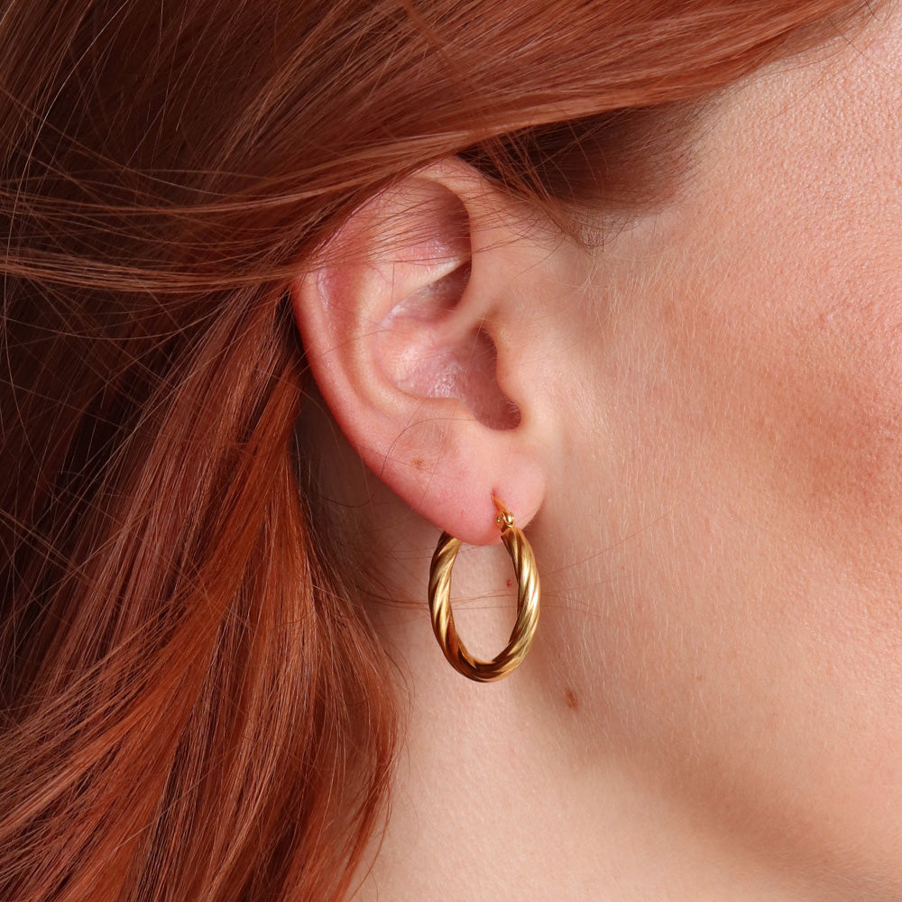 Mini Brushed Hoop Earrings - Gold