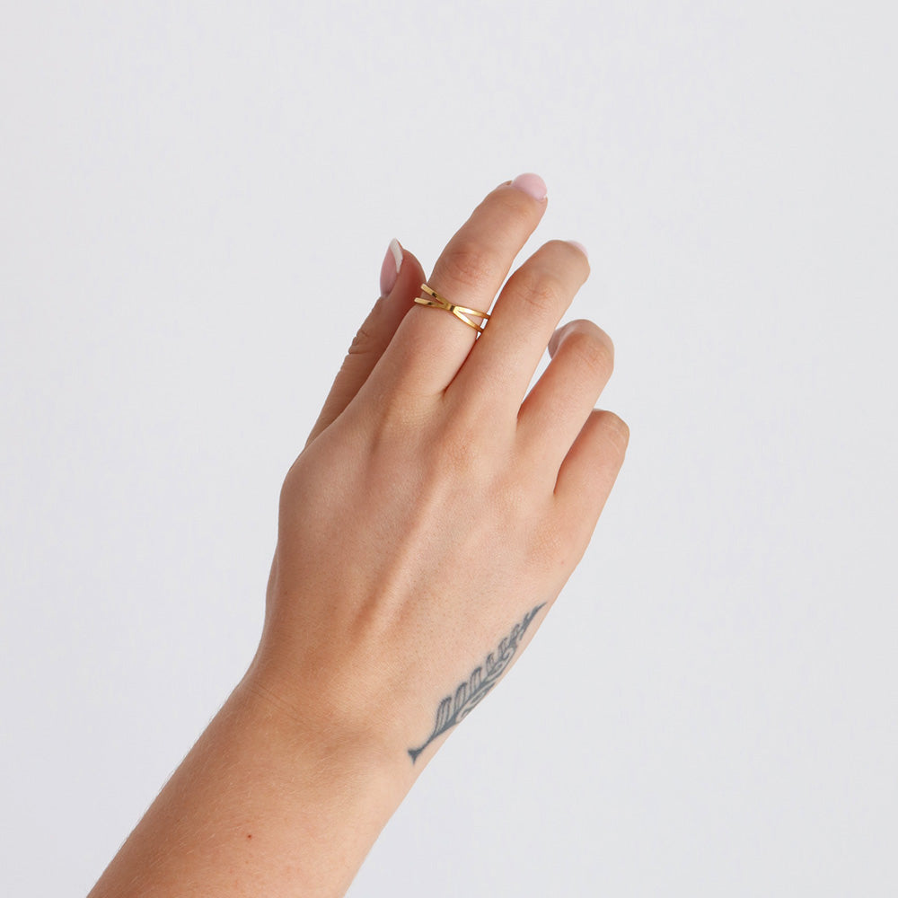 Double Cross Ring - Gold