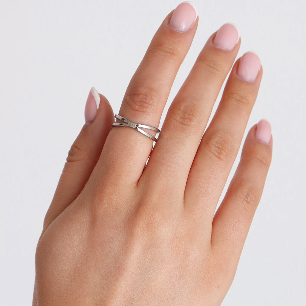 Double Cross Ring - Silver