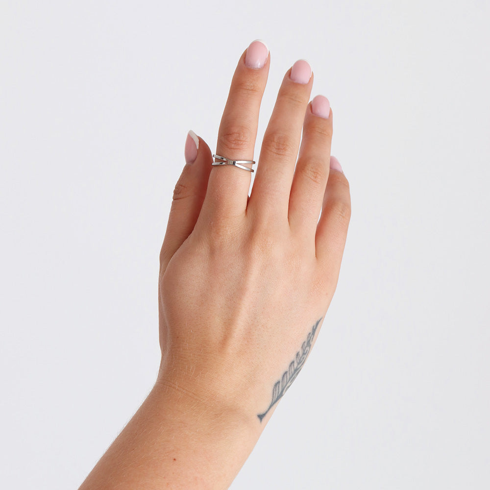 Double Cross Ring - Silver