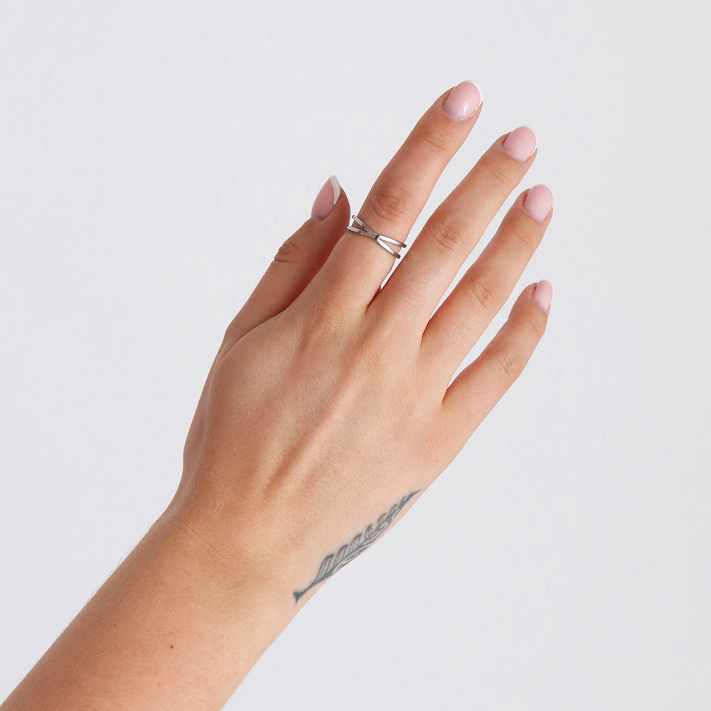 Double Cross Ring - Silver