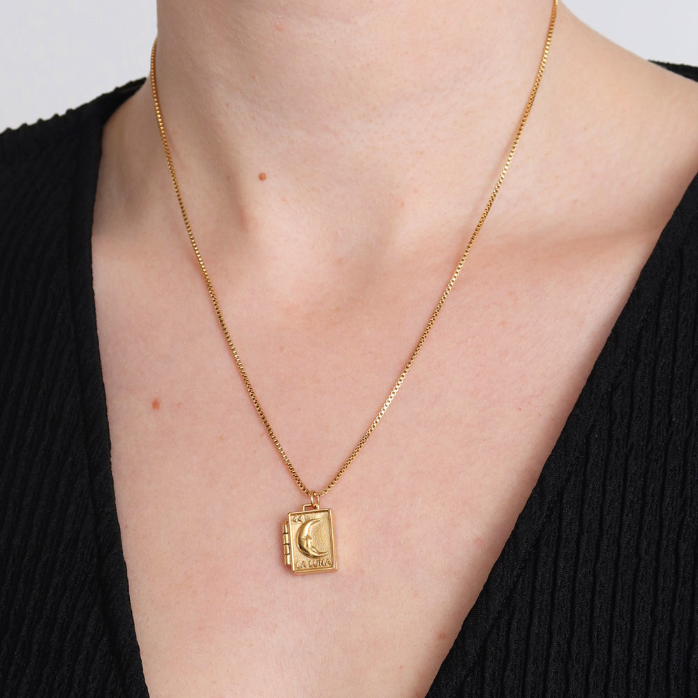 Moon Locket Necklace - Gold