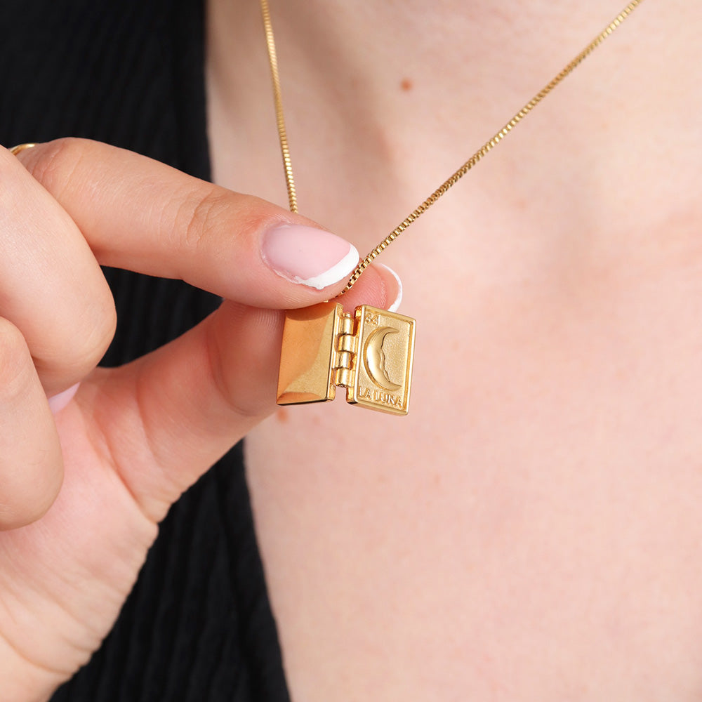 Moon Locket Necklace - Gold