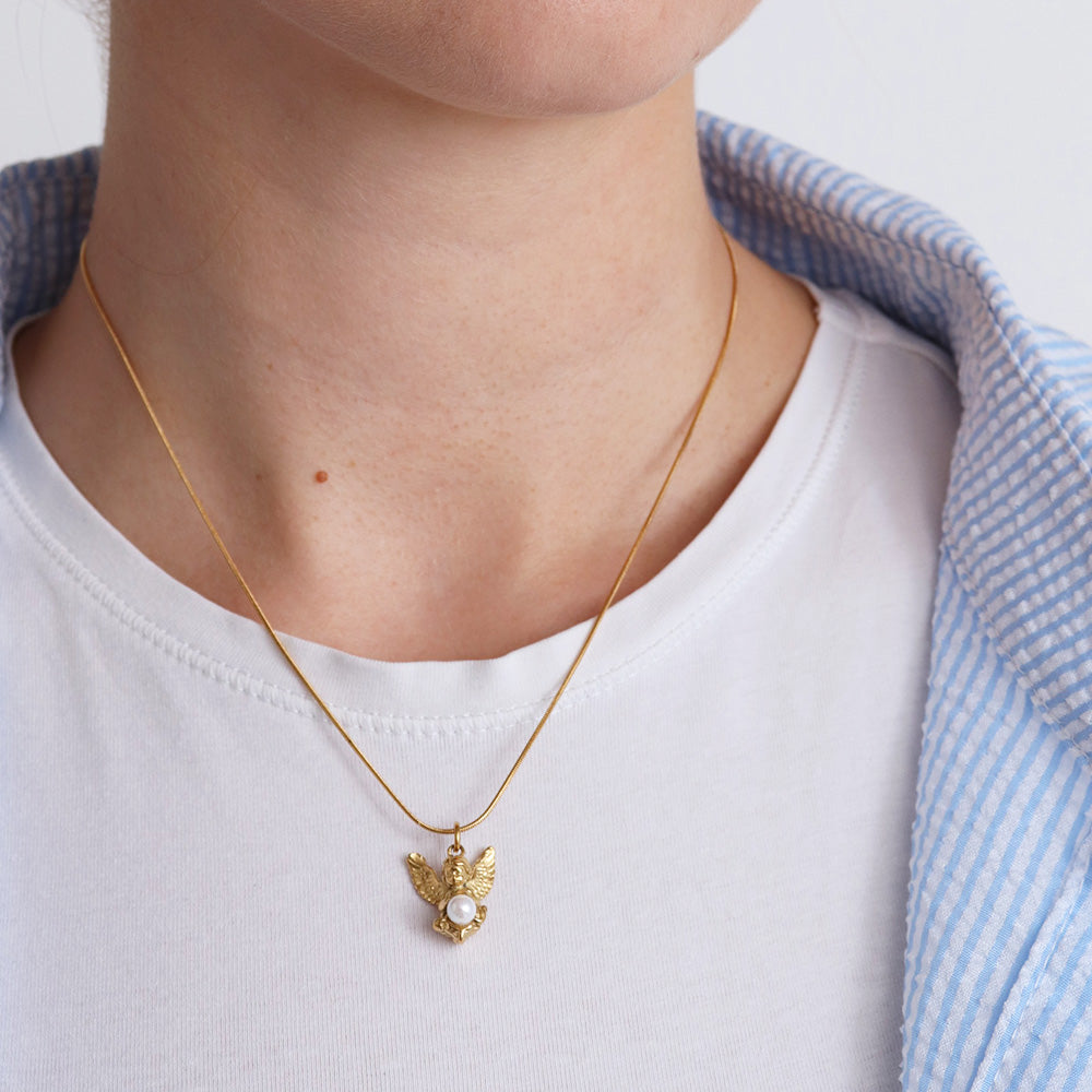 Collana con angelo di perle - Oro