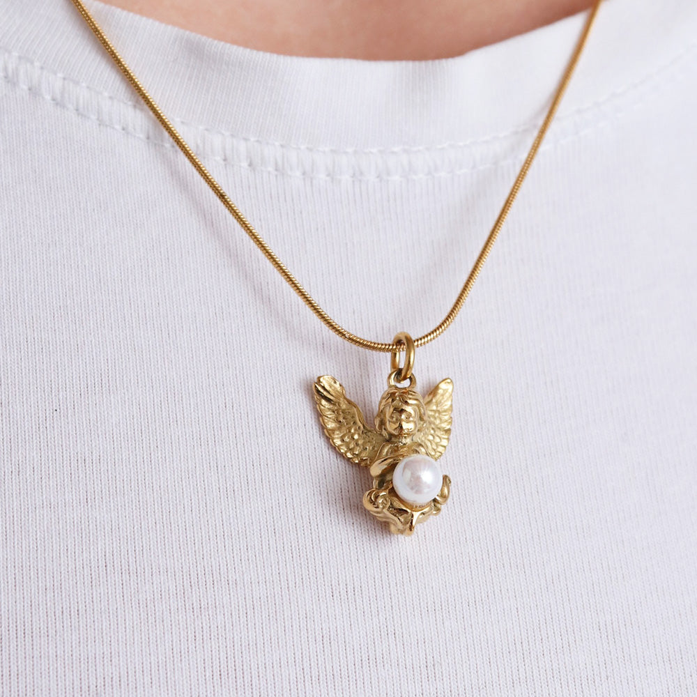 Collana con angelo di perle - Oro