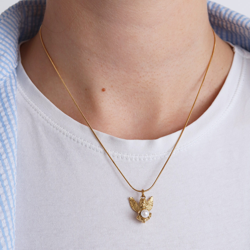 Collana con angelo di perle - Oro