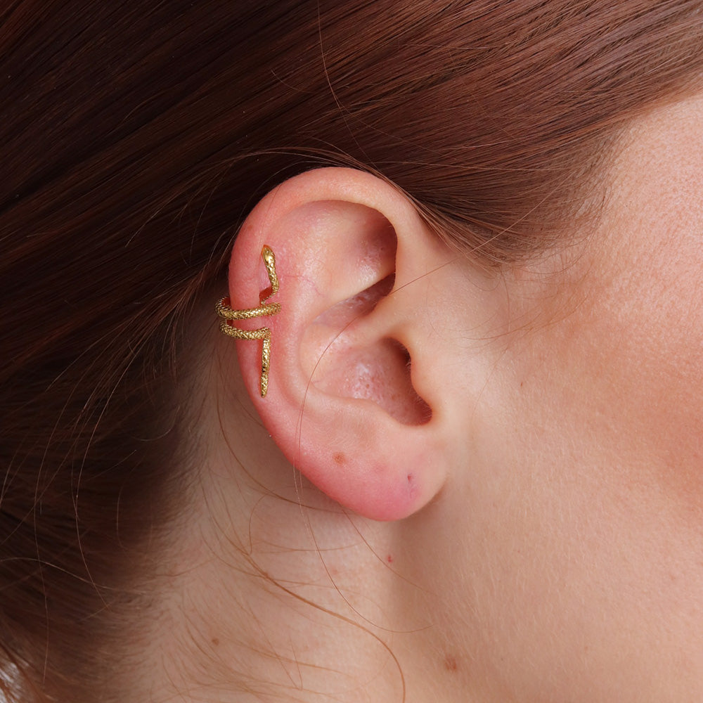 Orecchino con polsino a forma di serpente - Oro