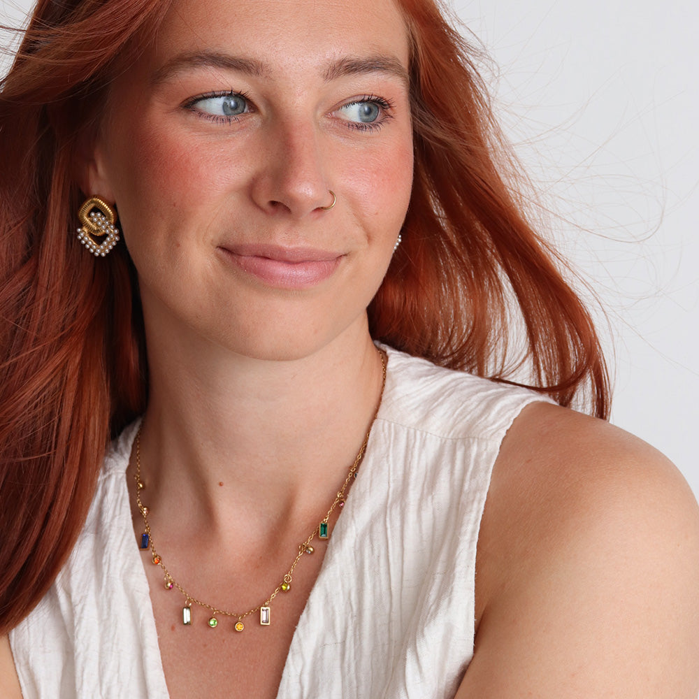 Square Pearl Earrings - Gold