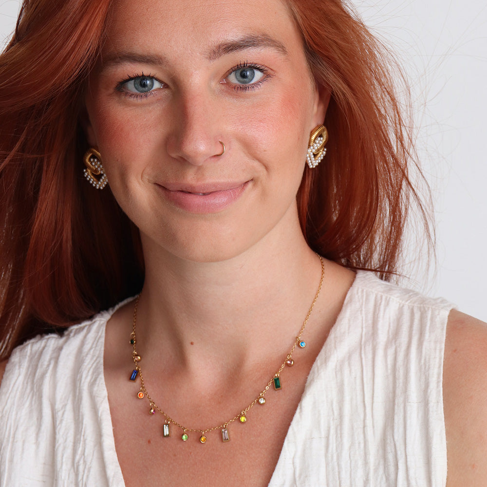 Square Pearl Earrings - Gold