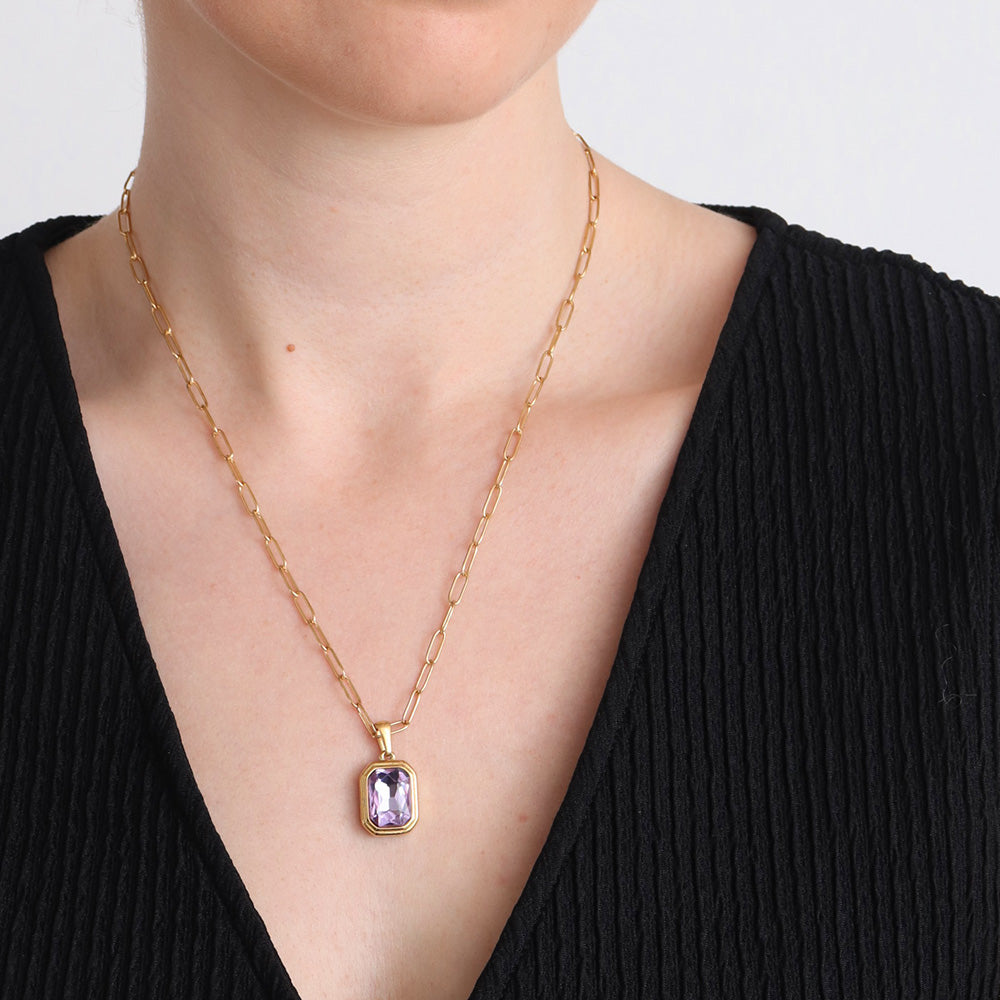 Statement Gemstone Necklace - Amethyst