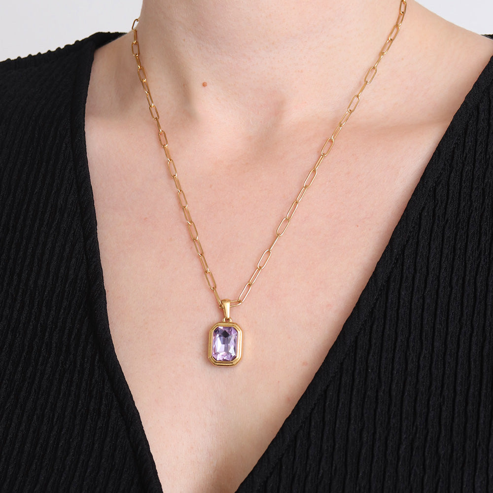 Statement Gemstone Necklace - Amethyst