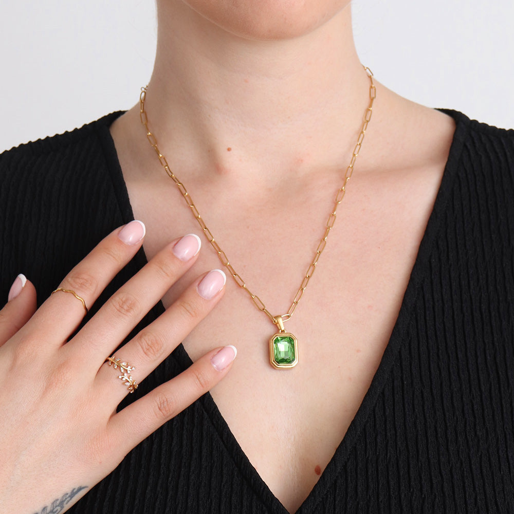 Statement Gemstone Necklace - Emerald