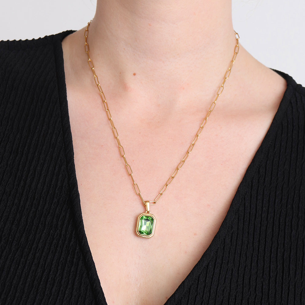 Statement Gemstone Necklace - Emerald
